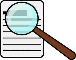 magnifying glass over a piece of paper