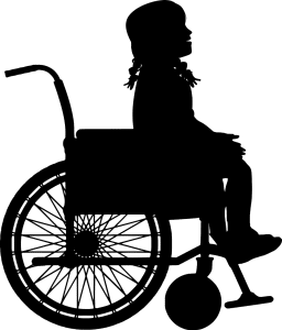 silhouette of a young girl in a wheelchair
