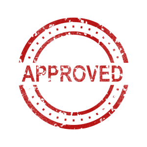 stamp of the word approved in red with a red circle around