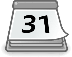 calendar with the number 31 on it