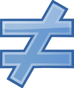 not equal sign in blue