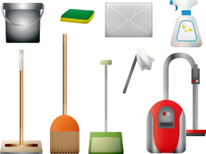 different cleaning supplies
