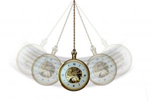 a stopwatch swinging back and forth