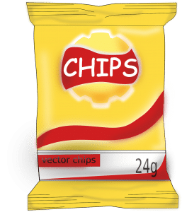 yellow bag with the words chips on it