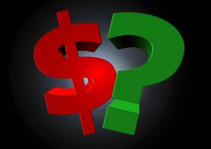 red money sign next to a green question mark