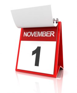 calendar with the date on november 1