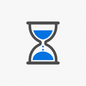 hourglass with blue sand in it dripping down