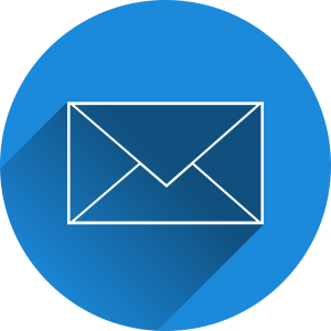envelope in a blue circle