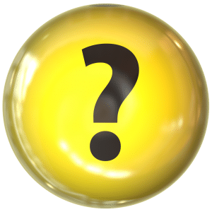 black question mark in a yellow circle