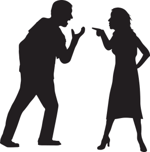 silhouette of a man and a woman arguing