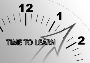 clock with the words "time to learn" on it