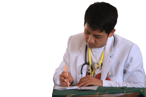 doctor writing on a piece of paper