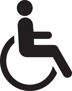 black and white picture of handicap sign