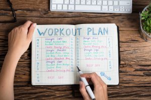 workout plan written in a calendar 