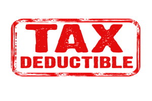 tax deductible stamped in red