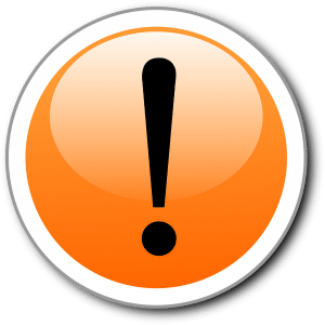 black exclamation point in an orange circle