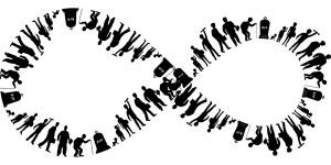 illustration of an infinity sign with the cycle of life