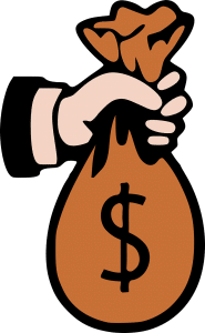 illustration of a hand holding a money bag