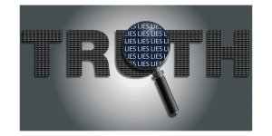 truth with a magnifying glass over the word revealing it's full of lies