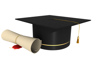 graduating cap with a diploma