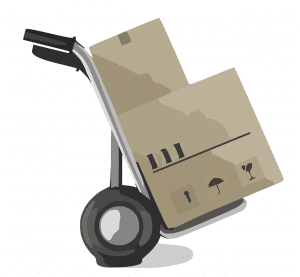 moving boxes on a dolley