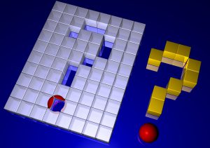 question mark next to a puzzle with a question mark outlined