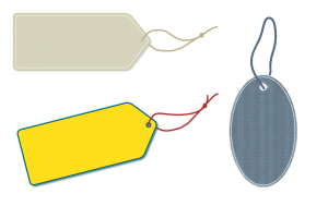 different colored labels/tags