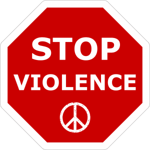 stop violence written in a stop sign 