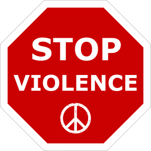 stop violence written in a stop sign