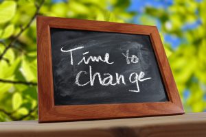 time for change written on a chalkboard