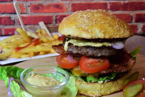 cheeseburger and fries