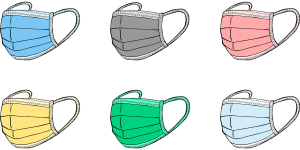 different colored masks