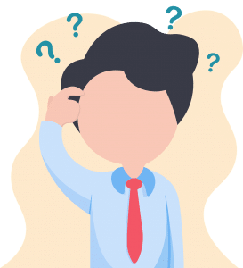 illustration of a man scratching his head with questions around him
