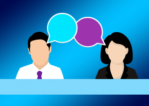 illustration of two people talking