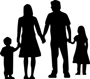 silhouette of a family of 4