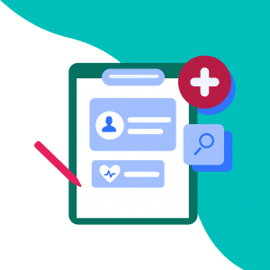 clipboard with information on it and a medical cross