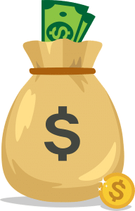 moneybag with bills in it