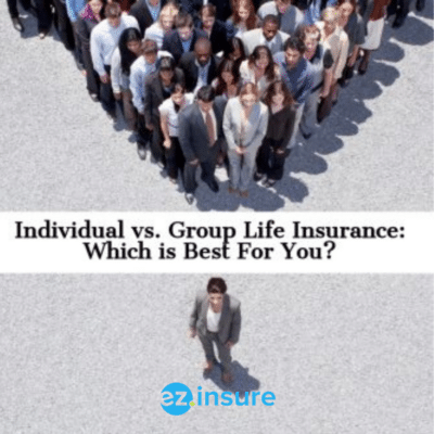individual vs group life insurance which is best for you text overlaying image of a group of people