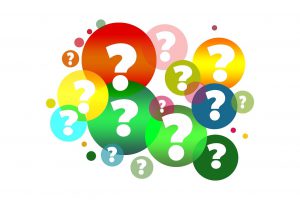 questions in different colored circles