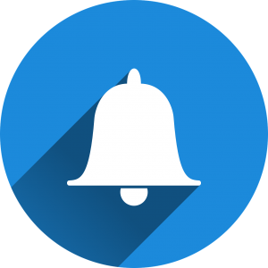 bell notification in a blue circle