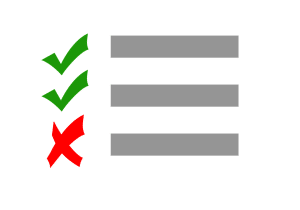 checklist with 2 check marks and an x