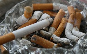 cigarette butts in an ashtray