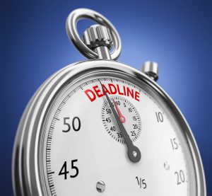stopwatch approaching the word deadline