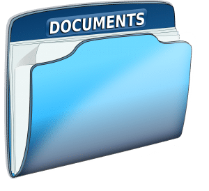illustration of documents folder with paper in it