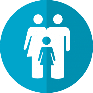 circle with two people in it and a small child in between them