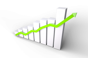 graph moving upward with a green arrow