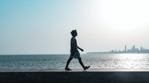 walking along water