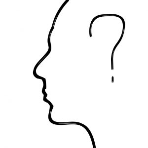 illustration of a head with a question mark on the side