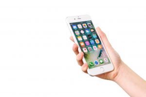 hand holding an iphone