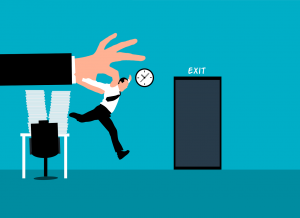 illustration of a person being carried out of work